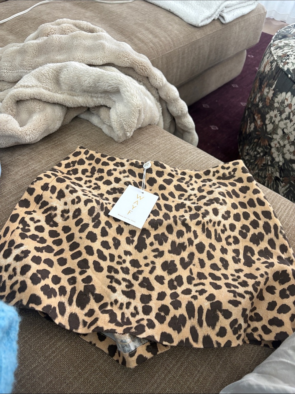 Leopard Print Mini Skirt - Tan & Black